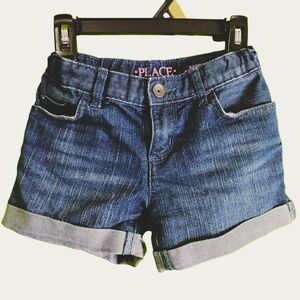 Children's Place Blue Jean Shorts with Rolled Hem and Classic Denim Style